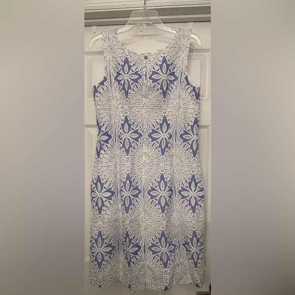 Talbots Periwinkle & White Shift Dress with Matching Sweater Size 8 - Picture 8 of 12